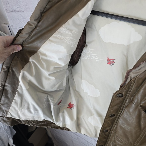 Vintage Robert Comstock Leather Aviator Bomber Jacket w/ Removable Sleeves • M • - Picture 7 of 16